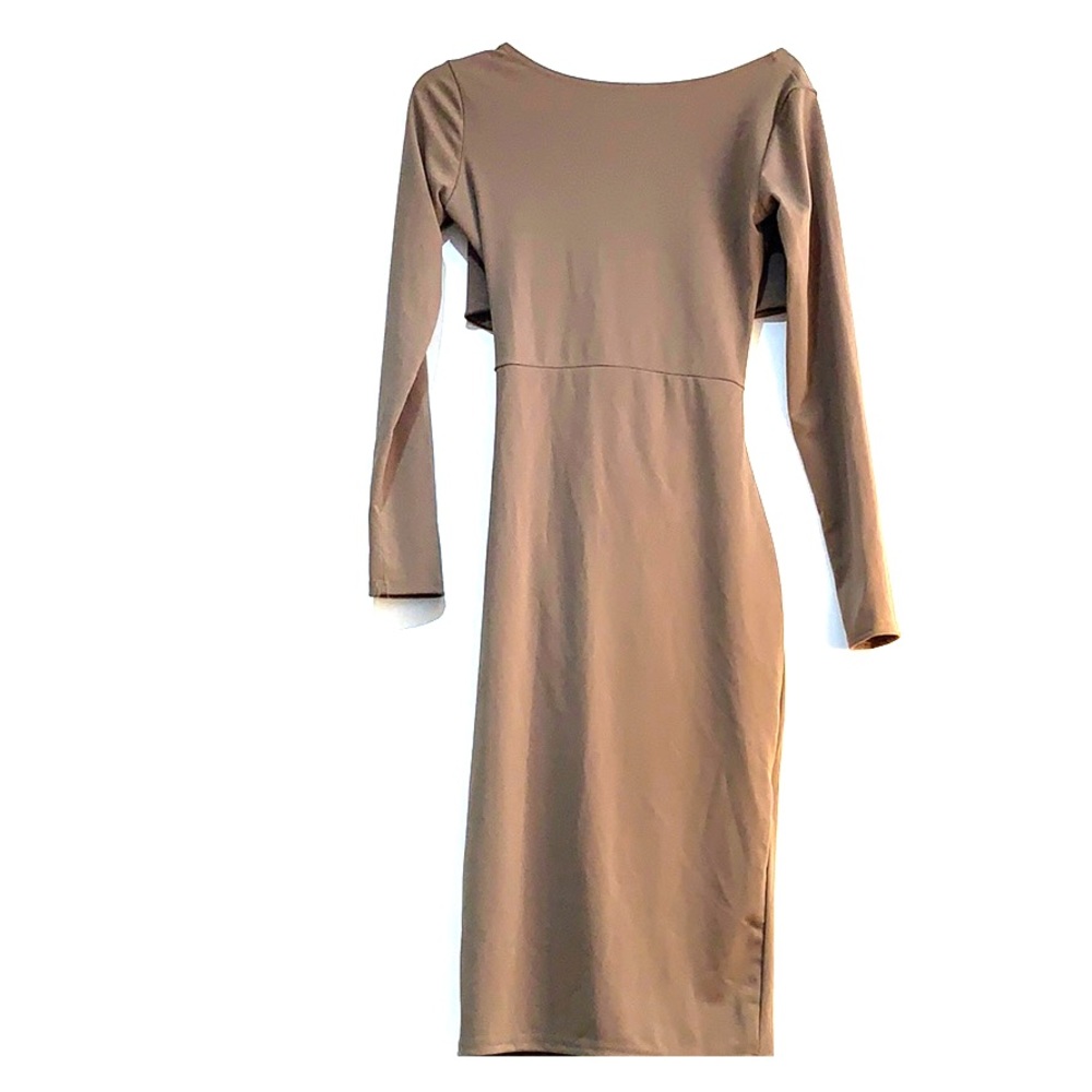 Beige brown long pencil dress size M